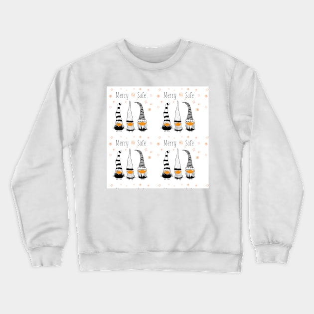 Christmas Gnomes Wearing Face Masks. Merry and Safe Crewneck Sweatshirt by Sandra Hutter Designs